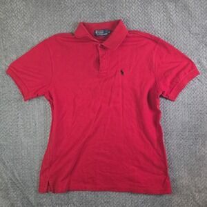 Polo Ralph Lauren Red Polo Shirt Men's XL Fits Like L Small Stains Classic Logo